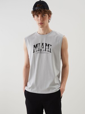 Lc Waikiki Yeni Sezon Bisiklet Yaka Baskılı Erkek Kolsuz Tişört