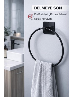 Yapışkanlı Yuvarlak Havluluk Banyo Mutfak Havlu Askılık