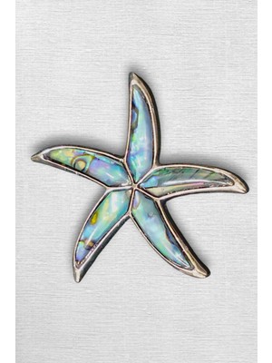 Pozitif Doğal Taş Abalon Shell Deniz Yıldızı Motifi Sedef Broş BR10-10