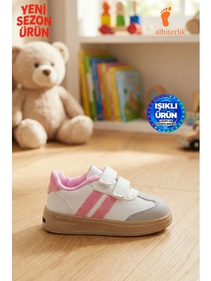 Albishoes Unisex Erkek - Kız - Çocuk Bebek Işıklı Cırtlı Okul Ayakkabısı Sneaker Çocuk Spor Ayakkabı