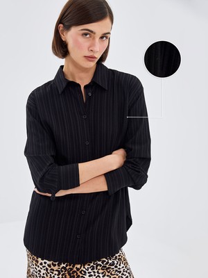 Lc Waikiki Yeni Sezon Dokulu Oversize Kadın Gömlek