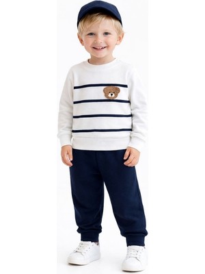 Ürünya Çizgili Sweatshirt ve Lacivert Eşofman Takımı