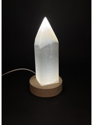 Gemsartdeco Selenit Doğaltaş Naturel Kule Lamba(Beyaz Işık)