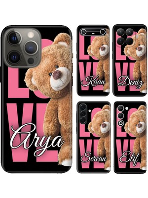 Nurdic Samsung Galaxy S10 S20 Fe Plus A20 A22 M22 M33 A30 A7 A9 2018 Kılıf Isim Yazılı Silikon Love Teddy