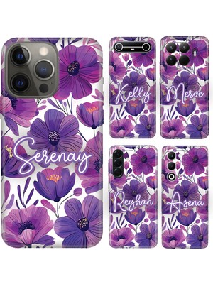 Nurdic Huawei Honor 200 400 Pro Magic 7 8 Lite Kılıf Isim Yazılı Mor-Çiçekler