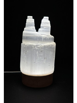 Gemsartdeco Selenit Doğaltaş Twin Tower Lamba 10 cm