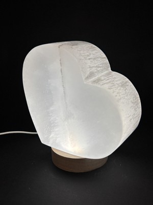 Gemsartdeco Selenit Doğaltaş Kalp Lamba(Beyaz Işık)
