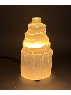 Gemsartdeco Selenit Doğaltaş Naturel Kule Lamba 15CM
