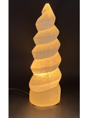 Gemsartdeco Selenit Spiral Kule Doğaltaş Lamba