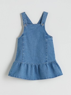 Lc Waikiki Yeni Sezon Kare Yaka Kız Çocuk Jean Salopet Elbise