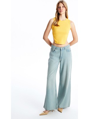 Lc Waikiki Yeni Sezon Bisiklet Yaka Dokulu Crop Kadın Atlet