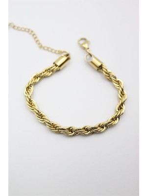 Royaleks Burgu Çelik Bileklik 4mm - Altın