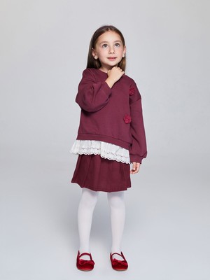 Lc Waikiki Yeni Sezon Beli Lastikli Kız Çocuk Pileli Etek ve Külotlu Çorap 2'li