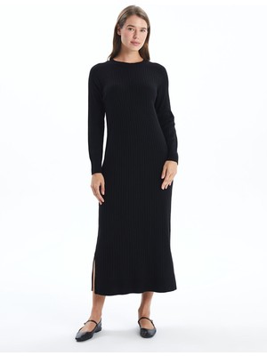 Lc Waikiki Yeni Sezon Bisiklet Yaka Düz Uzun Kollu Kadın Triko Elbise