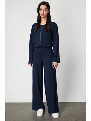 On Triko Beli Lastikli Bol Paça Triko Pantolon 63321