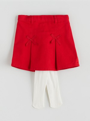 Lc Waikiki Yeni Sezon Beli Lastikli Kız Çocuk Şort Etek ve Külotlu Çorap 2'li