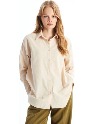 Lc Waikiki Yeni Sezon Düz Uzun Kollu Oversize Kadın Gömlek