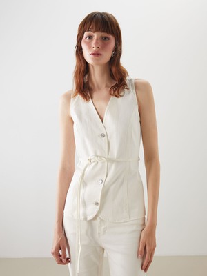 Lc Waikiki Yeni Sezon V Yaka Kadın Jean Yelek