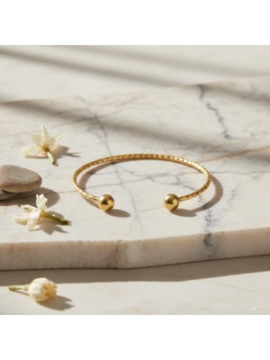 Sevil Gülgün Atelier Saf Pirinç Kristal Tel Tasarım El Yapımı Kelepçe Bileklik - Işıltılı Kadın Takı