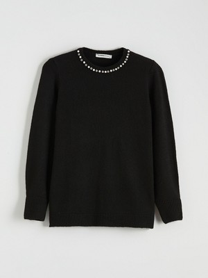 Lc Waikiki Yeni Sezon Bisiklet Yaka Taşlı Kadın Triko Kazak