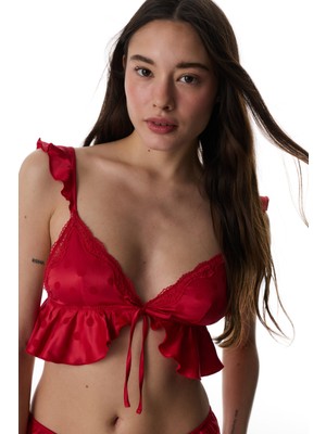 Penti Kırmızı Dot Saten Mini Bralet