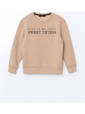 Lc Waikiki Yeni Sezon Bisiklet Yaka Baskılı Kız Çocuk Sweatshirt