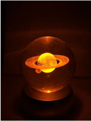 Mobgift Satürn Temalı Geniş Gezegen Plastik Alt Cam Küre