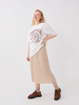 Lc Waikiki Yeni Sezon Kadın Beli Lastikli Düz Pileli Etek