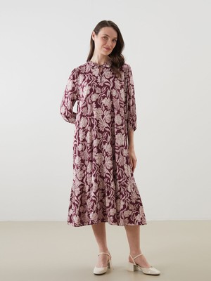 Lc Waikiki Yeni Sezon Bağlamalı Yaka Çiçekli Elbise