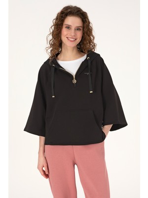U.S. Polo Assn. Kadın Siyah Basic Sweatshirt 50319959-VR046