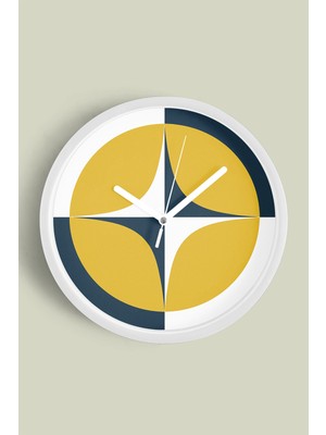 JHAAR Soyut - Geometrik Temalı Modern Duvar Saati - 42CM - Önü Camlı Beyaz Kasa