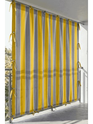 Ceylan Home 4 Tarafı Kuş Gözlü Bahçe Brandası | Dış Mekan Balkon, Garaj ve Teras Perdesi – Gri Sarı