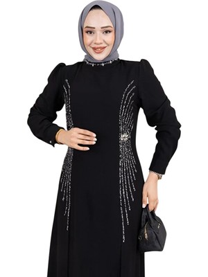 Melek Bordo Şık Abiye Elbise