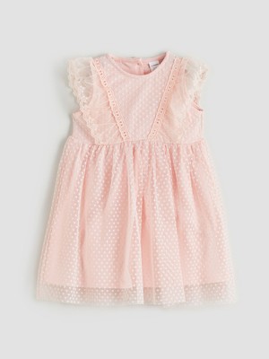 Lc Waikiki Yeni Sezon Bisiklet Yaka Kız Çocuk Dantel Elbise