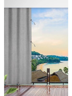 Taç Gri Su Geçirmez Balkon Perdesi – Kornişli & Bağcıklı Branda En×boy Balkon Branda Perde