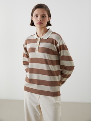 Lc Waikiki Yeni Sezon Polo Yaka Çizgili Kadın Tişört