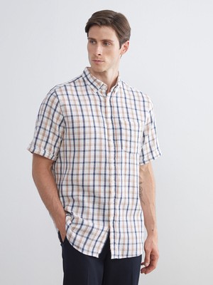 Lc Waikiki Yeni Sezon Regular Fit Kısa Kollu Ekose Armürlü Erkek Gömlek