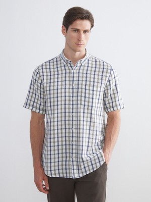 Lc Waikiki Yeni Sezon Regular Fit Kısa Kollu Ekose Armürlü Erkek Gömlek