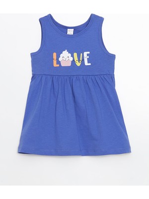 Lc Waikiki Yeni Sezon Bisiklet Yaka Baskılı Kız Çocuk Elbise