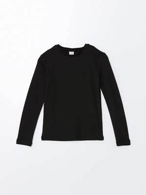 Lc Waikiki Uzun Kollu Bisiklet Yaka Erkek Çocuk Fanila %100 Pamuk Siyah Renk 4 - 5 Yaş