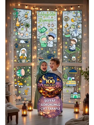 Kt Grup Hoşgeldin Ramazan Çift Taraflı Şeffaf Sticker Seti 100 Parça Yeni Ürün Priz Sticker Hediyeli