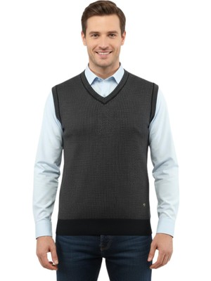 Çizgi Triko Erkek V Yaka Süveter Çelik Örgü Regular Kalıp 5208H BGL-ST04960