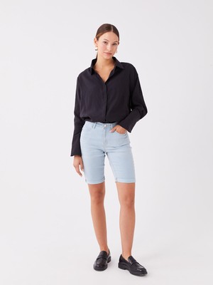 Lc Waikiki Yeni Sezon Normal Bel Bermuda Fit Kadın Jean Şort