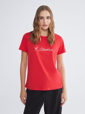 Lc Waikiki Yeni Sezon Bisiklet Yaka Atatürk Temalı Kadın Tişört