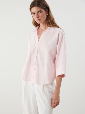 Lc Waikiki Yeni Sezon Oversize Keten Karışımlı Kadın Gömlek