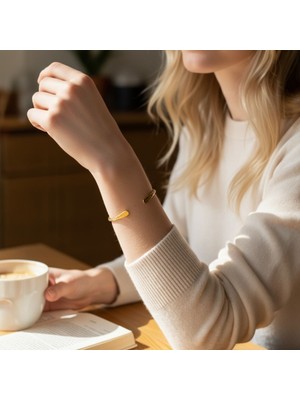 Sevil Gülgün Atelier El Yapımı Saf Pirinç Kristal Tel Detaylı Kadın Kelepçe Bileklik