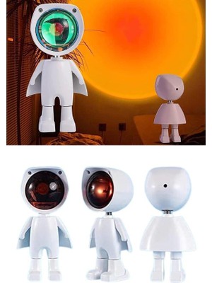 DecoTech Astronot Işık Projektörü Gökkuşağı Projeksiyon Gece Lambası Hediyelik