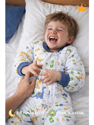 Baby Hola Erkek Çocuk Uyku Tulumu Pamuk Astarlı 2.5 Tog Kalın Kışlık Elyaf Dolgulu Unisex 2-9 Yaş