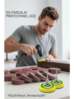 Sb Shopping Pimli 50MM Cırt Zımpara Taban Seti 124 Parça Matkap ve Gravür Uyumlu Profesyonel Hobi Seti