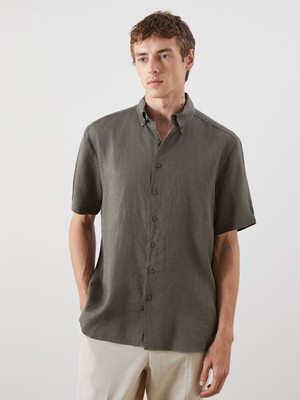 Lc Waikiki Yeni Sezon Regular Fit Kısa Kollu %100 Keten Erkek Gömlek